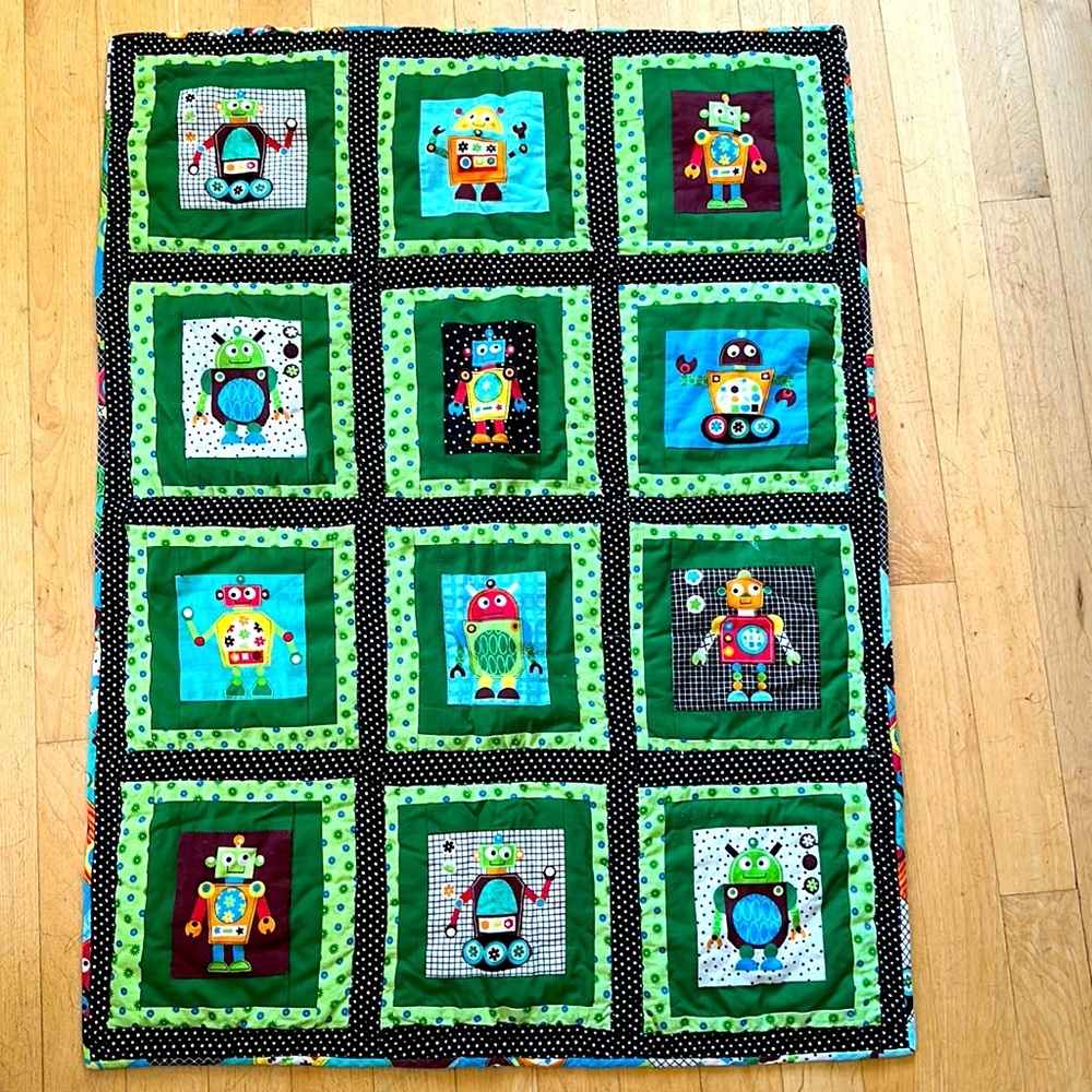 Handmade Robot Quilt